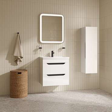 Тумба подвесная с умывальником Ray 60 белого цвета