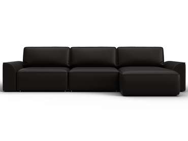 Угловой диван-кровать Лига-048 лонг темно-коричневого цвета (экокожа)