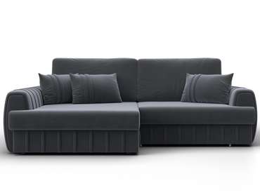 Угловой диван-кровать Лига-057 темно-серого цвета левый