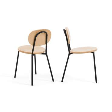 Комплект из двух штабелируемых стульев из бука и металла Loumi бежевого цвета