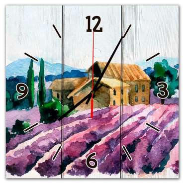 Настенные часы Лавандовое поле 30х30 сиреневого цвета
