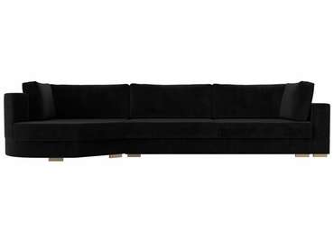 Угловой диван-кровать Лига 026 черного цвета левый угол