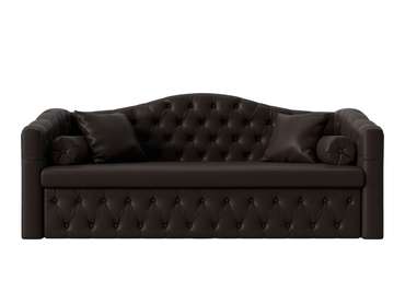 Прямой диван-кровать Мечта коричневого цвета (экокожа)