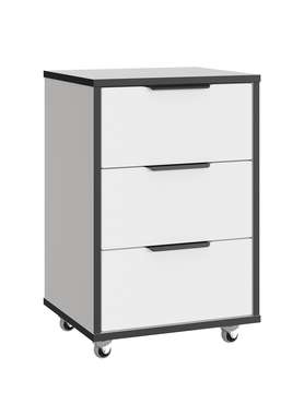 Тумба мобильная К-54 белый структурный/меренга/черная кромка