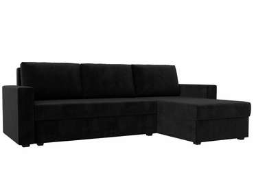 Угловой диван-кровать Траумберг Лайт черного цвета правый угол 