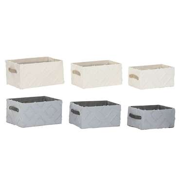 Плетеные корзины и коробки Набор корзин Home ESPRIT Серый Кремовый 35 x 25 x 18 cm (3 Предметы) (2 штук)