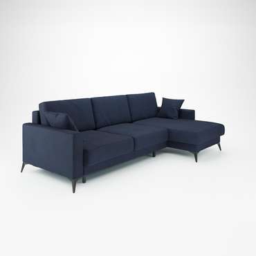 Угловой диван-кровать Наоми 2 темно-синего цвета правый 