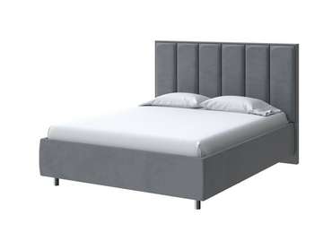 Кровать без основания Routa 140х190 серого цвета (велюр)
