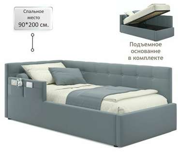 Детская кровать Bonna 90х200 серого цвета с подъемным механизмом
