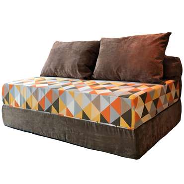 Бескаркасный диван-кровать Puzzle Bag XL коричнево-желтого цвета