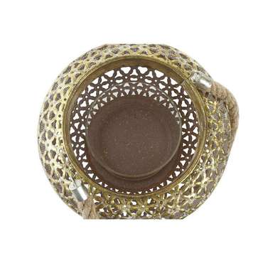 Фонарь DKD Home Decor 26,5 x 26,5 x 22 cm Отделка состаренная Стеклянный Позолоченный Металл Араб