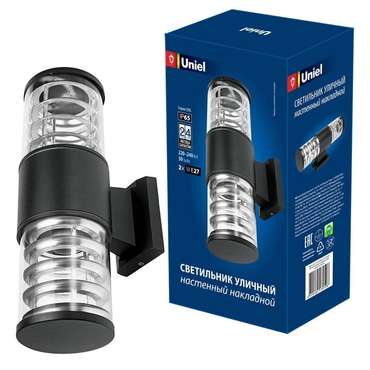 Настенный светильник уличный UUL-S12A 2x60W/E27 IP65 Uniel BLACK