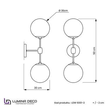 Бра Lumina Deco Zodiak LDW 6001-2 BK+WT