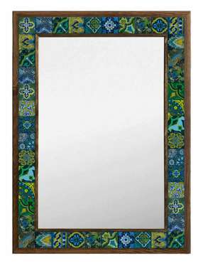 Настенное зеркало 53x73 с каменной мозаикой сине-зеленого цвета