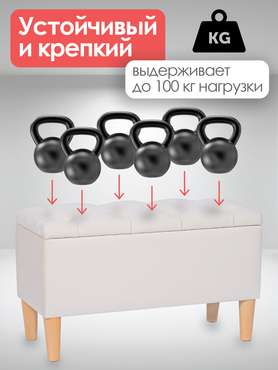 Пуфик для прихожей с ящиком Эликсир молочного цвета