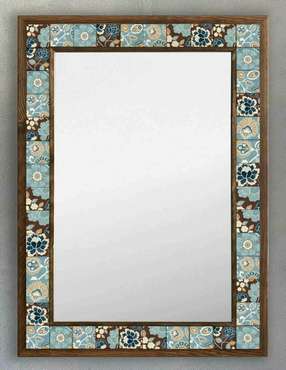 Настенное зеркало с каменной мозаикой 53x73 коричнево-голубого цвета 