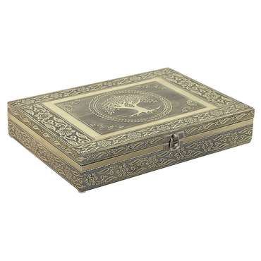 Шкатулка Белый Шампанское Деревянный Алюминий 27,5 x 20 x 5,4 cm