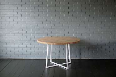 Обеденный стол Oak Round Plus бело-коричневого цвета