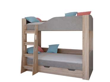 Двухъярусная кровать Астра-2 80х190 цвета Дуб сонома-Железный камень