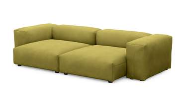 Прямой диван Фиджи двухсекционный большой горчично-зеленого цвета 