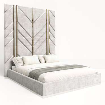 Кровать Гарда 160х200 светло-серого цвета с мягкими панелями и подъемным механизмом