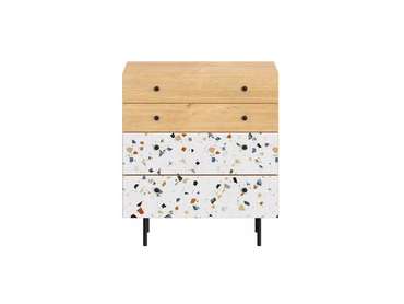 Комод Frida с принтом Marble на металлических ножках 