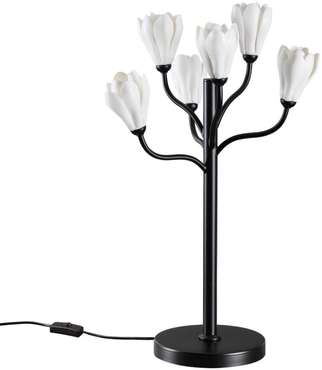 Настольная лампа Odeon Light Gardi 5090/6T черный матовый/белый/фарфор G4 LED 6*5W с цветами