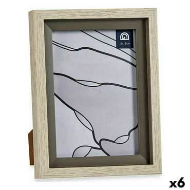 Фоторамка 17 x 2 x 21,8 cm Стеклянный Серый Бежевый Пластик (6 штук)