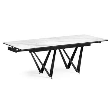 Раздвижной обеденный стол Марвин бело-черного цвета