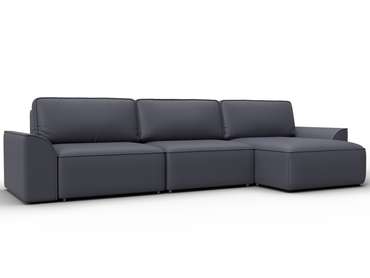 Угловой диван-кровать Лига-048 лонг серого цвета (экокожа)
