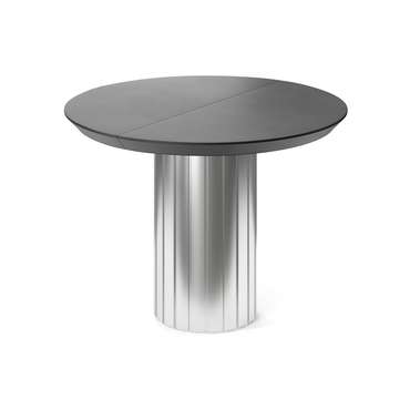 Обеденный стол раздвижной Саиф на серебряном основании с черной столешницей