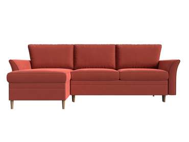Угловой диван-кровать София кораллового цвета левый угол