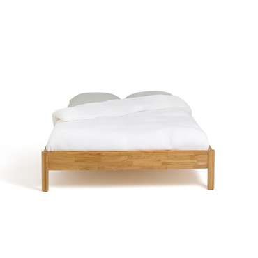 Кровать из массива дуба с сеткой Zulda 140x190 бежевого цвета