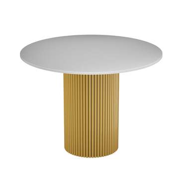 Обеденный стол Trubis Wood L 100 бело-золотого цвета