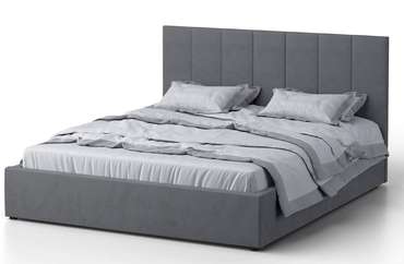 Кровать Венера-3 160х200 серого цвета с подъемным механизмом (велюр)
