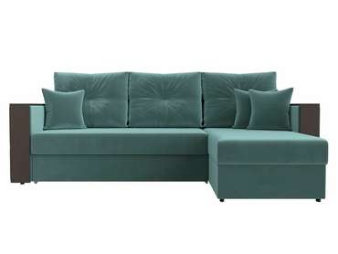 Угловой диван-кровать Валенсия бирюзового цвета правый угол