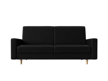 Прямой диван-кровать Бонн черного цвета (экокожа)