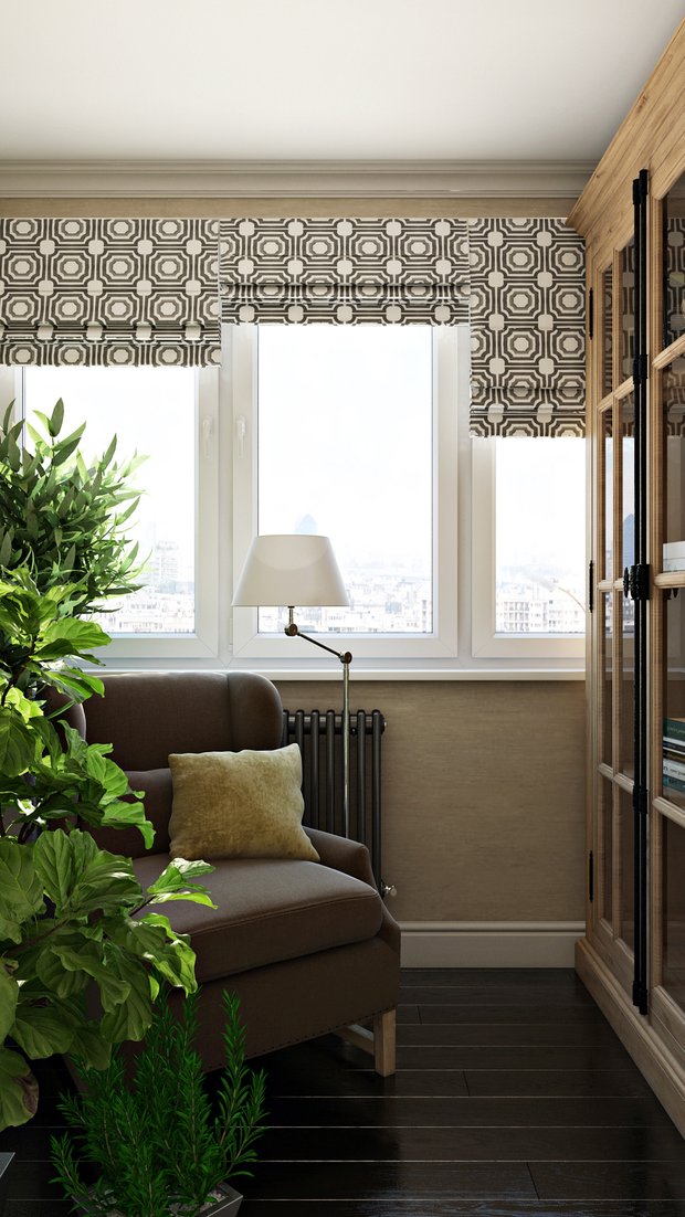 Фотография:  в стиле , Кабинет, Современный, Eichholtz, Restoration Hardware, Проект недели, Москва, Бежевый, Серый, Инна Усубян, как обустроить домашний офис, Jim Thompson, Decolabs, как оформить кабинет для мужчины, как присоединить балкон к комнате, дизайн домашнего офиса, Панельный дом – фото на INMYROOM