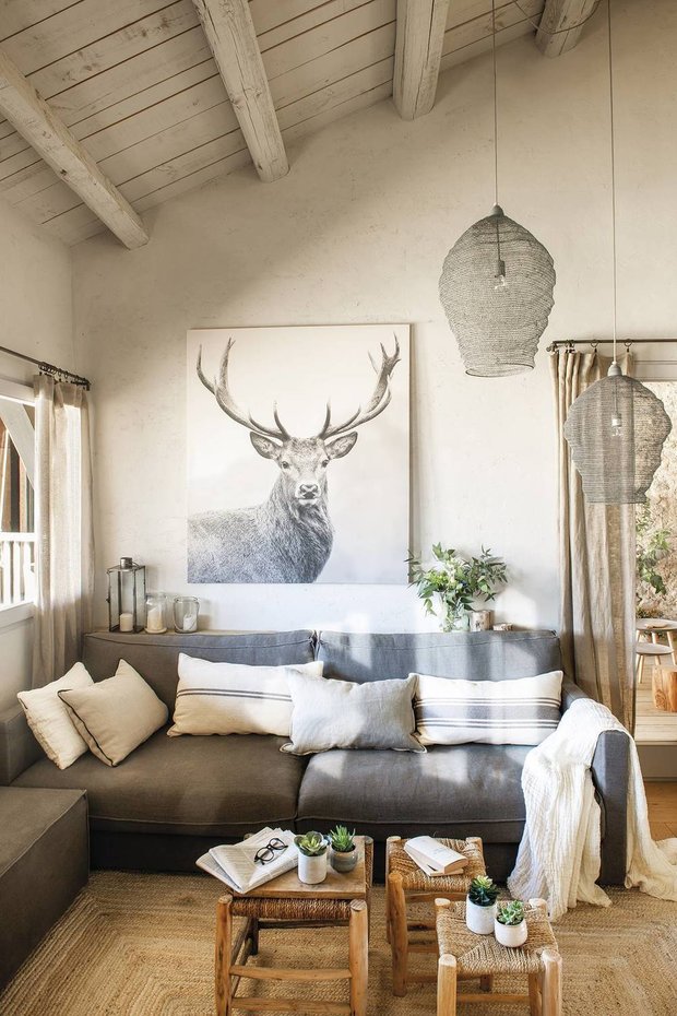 Фотография: Гостиная в стиле Прованс и Кантри, Декор интерьера, Дом, Белый, Минимализм, Бежевый, Серый, Эко – фото на INMYROOM