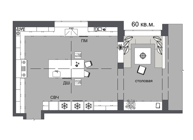 Фотография: Планировки в стиле , Кухня и столовая, Советы – фото на INMYROOM