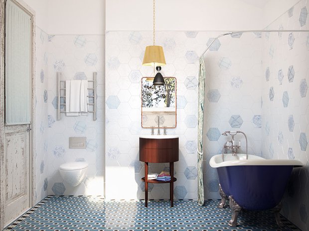 Cанузел в загородном доме на берегу Оки. Дизайн: Надя Зотова, Enjoy Home