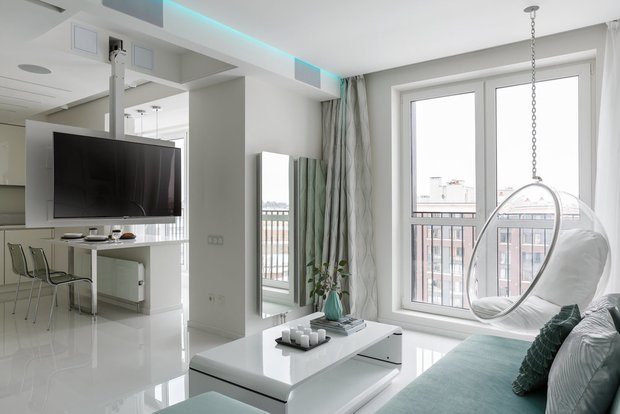 Фотография: Гостиная в стиле Современный, Хай-тек, Квартира, Гид – фото на INMYROOM
