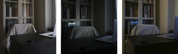 1 — начало видеотрансляции; 2 — через час после начала; 3 — искусственный свет.