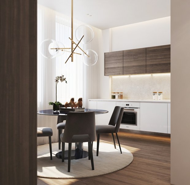 Фотография: Кухня и столовая в стиле Современный, Квартира, Студия, Минимализм, Проект недели, Москва, Монолитный дом, 40-60 метров, ЖК «Мосфильмовский», Артем Бабянц – фото на INMYROOM
