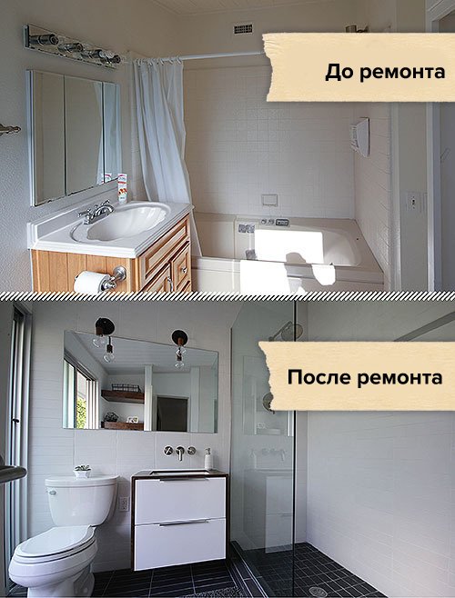 Фотография:  в стиле , Ванная, Современный, Декор, Белый, Переделка, Черный, Ремонт на практике – фото на INMYROOM