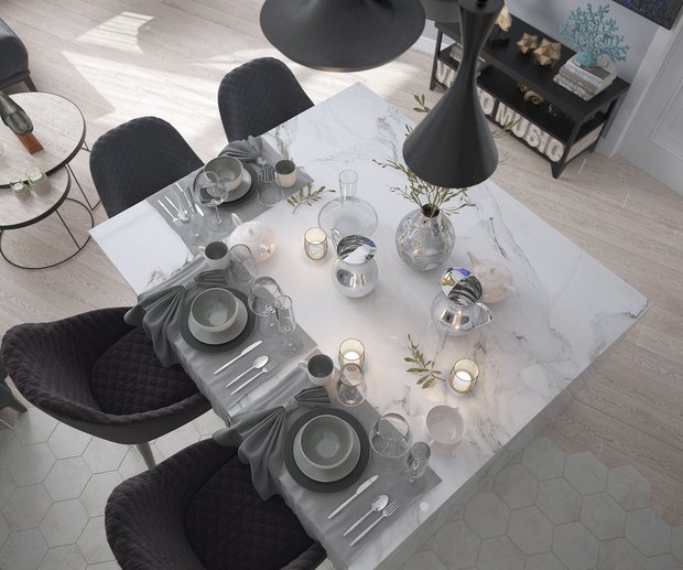 Фотография: Кухня и столовая в стиле Современный, Квартира, Проект недели, Москва, Монолитный дом, 3 комнаты, 60-90 метров, ЖК «Невский», Инна Азорская – фото на INMYROOM