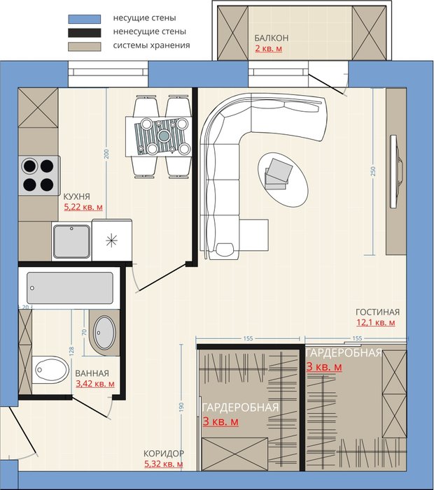 Фотография: Планировки в стиле , Перепланировка, Системы хранения, Анастасия Киселева, Максим Джураев, однушка, I-150, Хрущевка – фото на INMYROOM