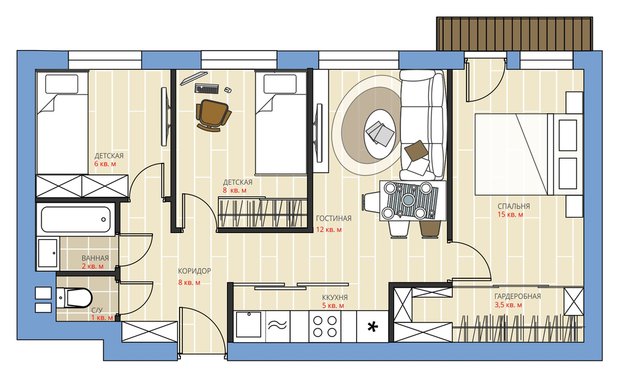Фотография: Планировки в стиле , Перепланировка, Анастасия Киселева, Максим Джураев, Панельный дом, 3 комнаты, 40-60 метров, 1-515/9м – фото на INMYROOM