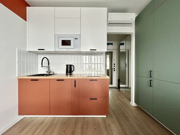 Фотография:  в стиле , Малогабаритная квартира, Квартира, Студия, Советы, Москва, до 40 метров, малогабаритки, идеи для студии, дизайн студии, Ирина Куликова, Олеся Ивашкина, студия дизайн, фото интерьера, ЖК «Кавказский бульвар», Сэлмэг Семенова – фото на INMYROOM