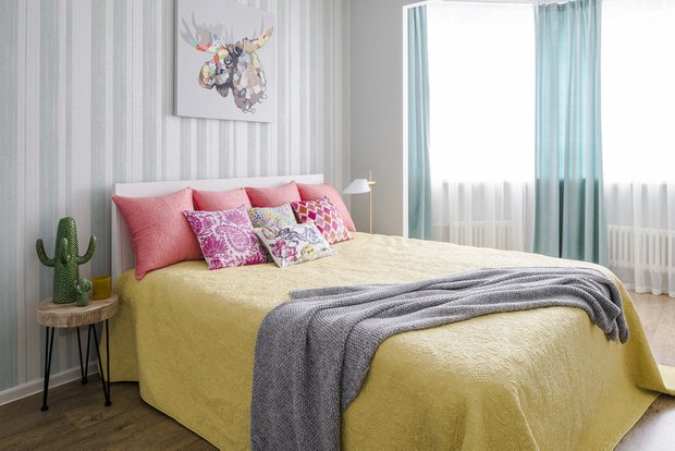 Фотография: Спальня в стиле Современный, Квартира, Проект недели, Химки, Ольга Караяни, Екатерина Белякова, 2 комнаты, Более 90 метров, Монолитно-кирпичный, ЖК «Юбилейный» – фото на INMYROOM